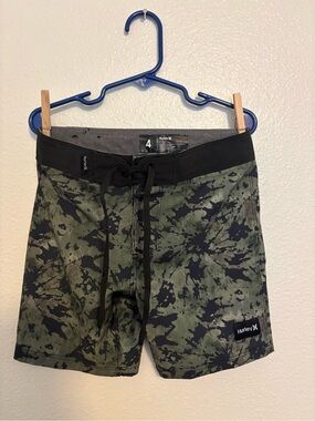 Hurley Boys Green & Black Camo Swim Shorts